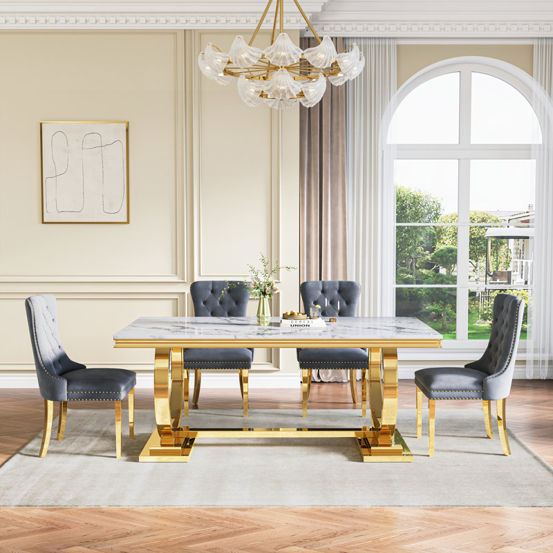 Rectangular 70.1"L X 35"W Dining Set (Set Of 5), Gray