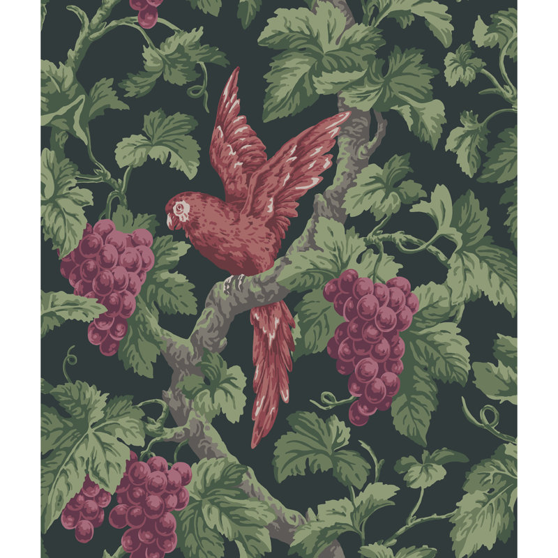 Pearwood Wallpaper Roll, Black/Burgundy/Red