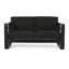 Chaise d'extérieur avec siège et accoudoirs ornés d'éléments décoratifs en verre noir, coussins moelleux.