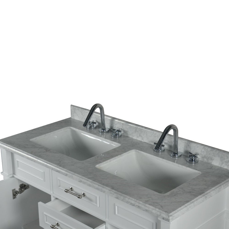 Aimee-Lynn 48 Double Vanity With White Carrara Marble Top, White