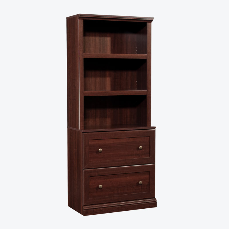 Miscellaneous Storage Bookcase With Drawers In Select Cherry, Brown