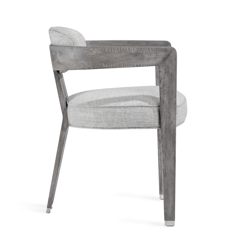 Maryl 20'' H Linen Upholstered Oak Armchair, Heathered Gray, Gray Wash