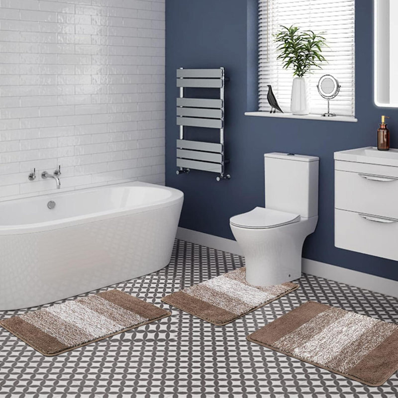 Bath Mat, Beige Striped