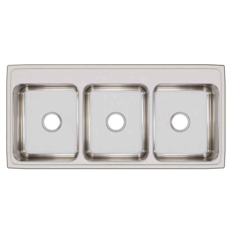 Lustertone 46" L x 22" W Triple Basin Drop-In Kitchen Sink