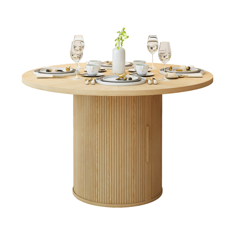 47.24" Round Pedestal Dining Table, Natural