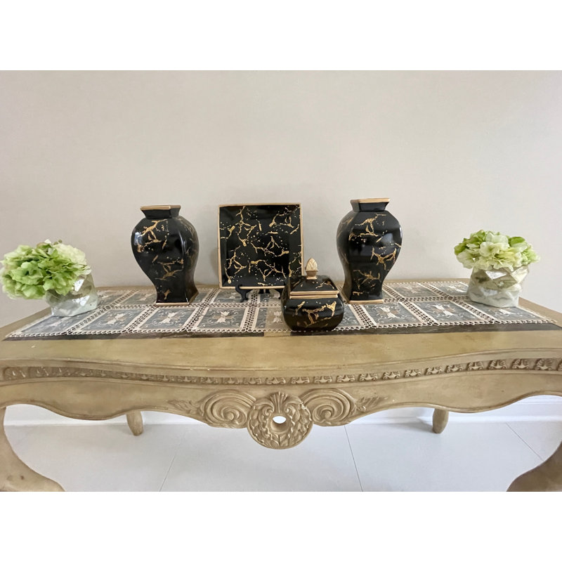 Ensemble d'accessoires de vase de quatre pièces Rosdorf Park - 13 po, Noir