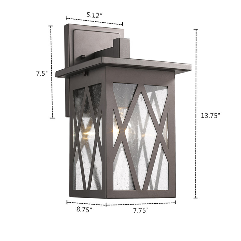 Dunphy Aluminum Wall Light, 13.75" H x 7.75" W x 8.75" D, Rubbed Bronze