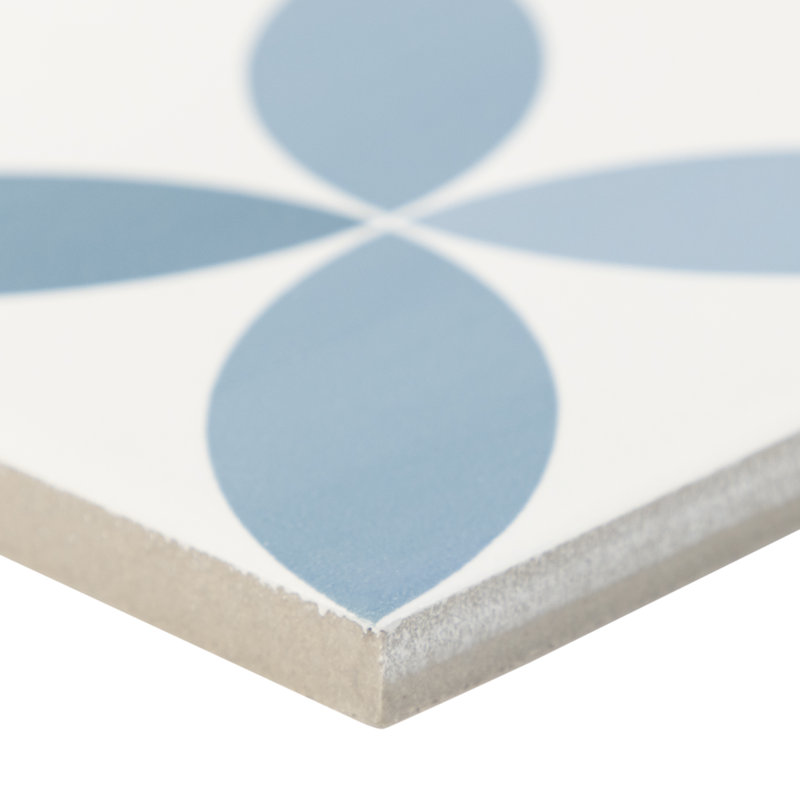 Carreau de porcelaine 8 po x 8 po Hampton, Bleu / blanc
