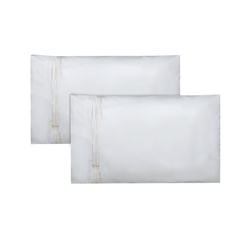 Graffiti Embroidery By DEA Sateen Pillow Case, King Pillow Case, White Ivory