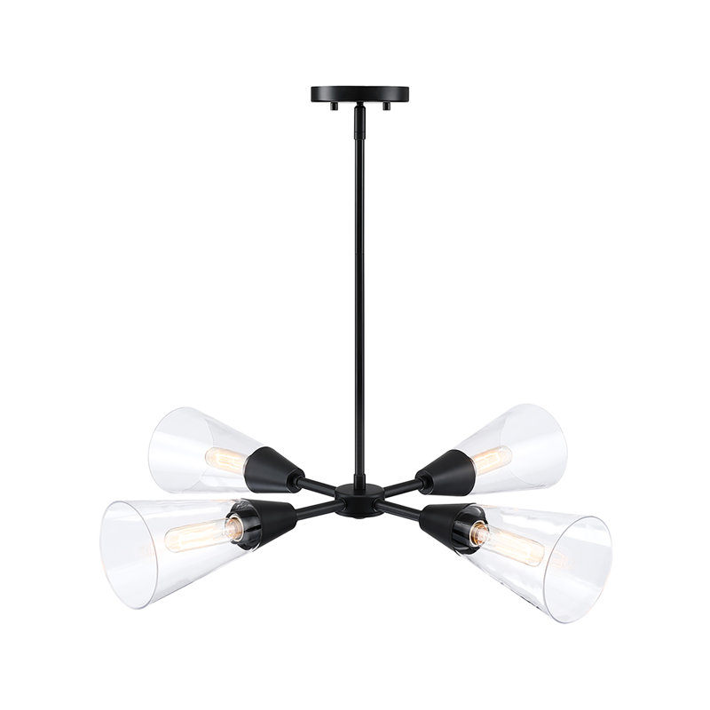 Norro 4 - Light Steel Dimmable Sputnik Modern Linear Chandelier