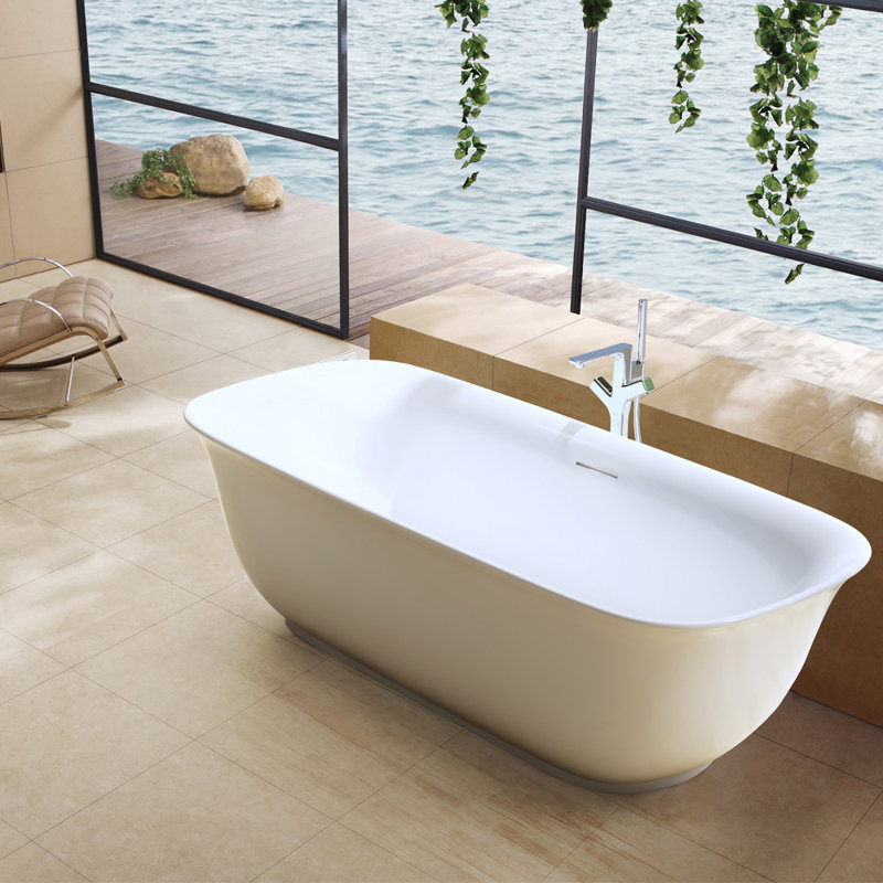 Orion 59'' White Acrylic Freestanding Soaking Bathtub