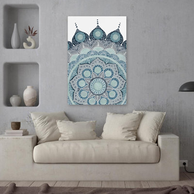 Inde Mandala III - art bohémien bleu à pois bohémiens