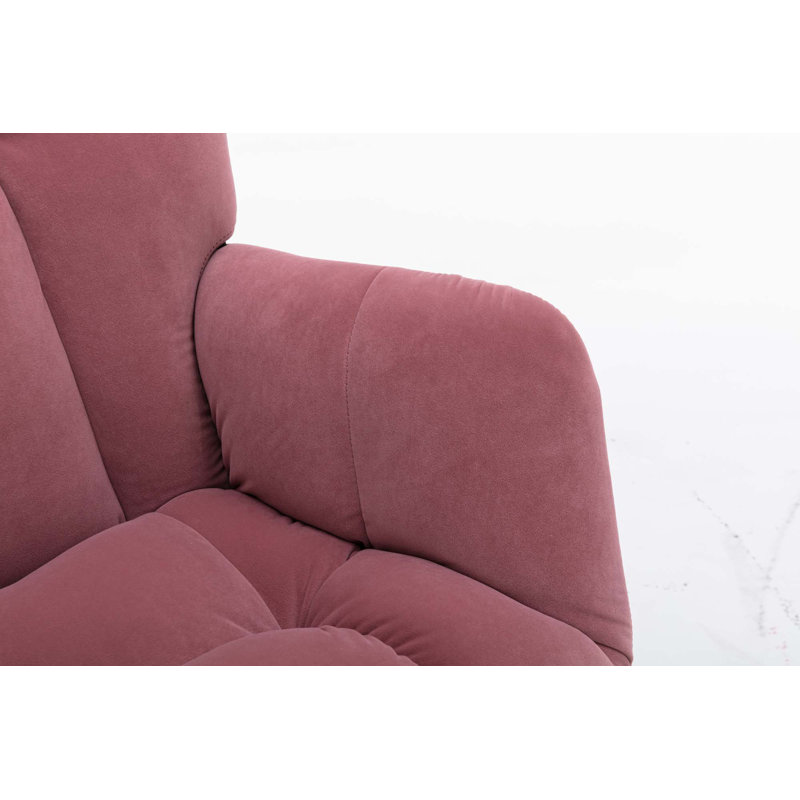 Chaise berçante moderne Marsa, Velours rose foncé