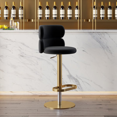 Tabouret de bar pivotant à hauteur réglable pour tabouret de cuisine à dossier bas en velours
