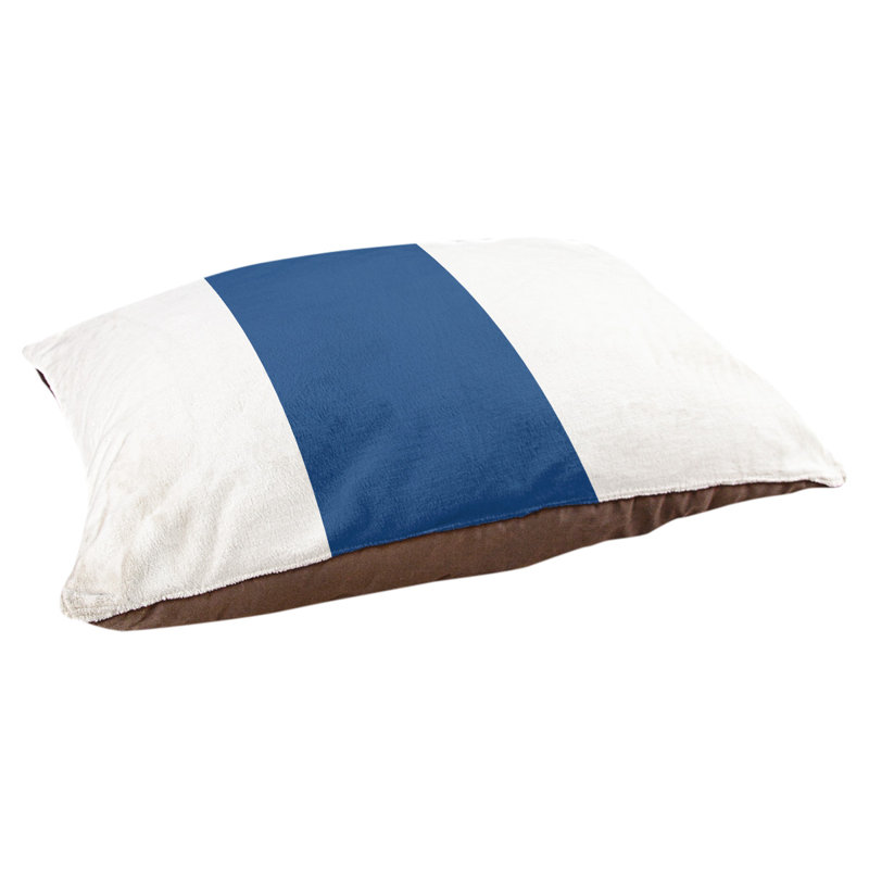 Coussin rectangulaire designer Kansas City, Moyen (L 30 po x l 40 po), Blanc / bleu royal / blanc