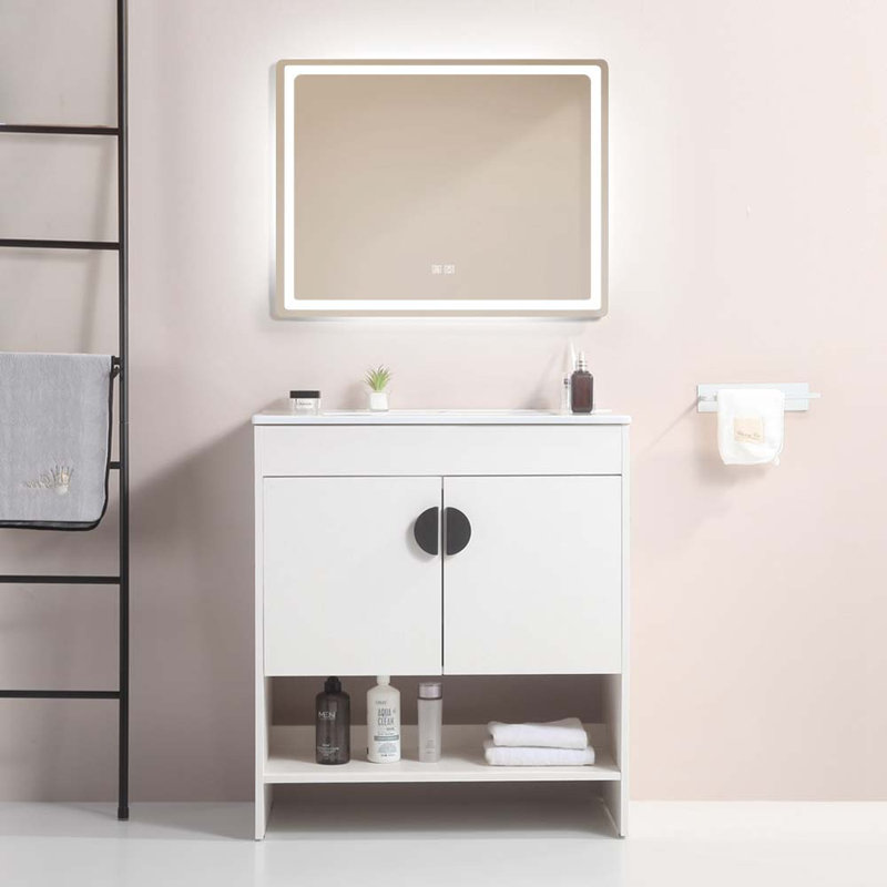 29.9'' Single Bathroom Vanity with Ceramic Top, White