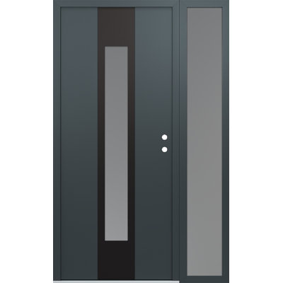 A1 Right-Hand Panel Black Steel Prehung Front Entry Door With Sidelite