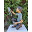 Fontaine en bronze à petit garçon jouant avec deux grenouilles 18 po x 16 po x H 25 po