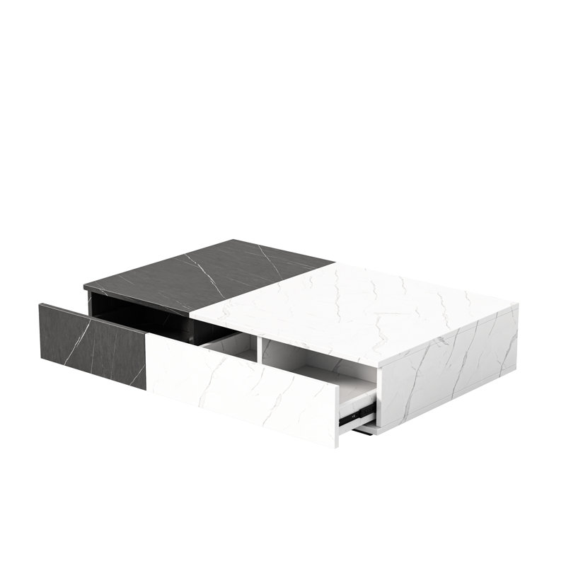 Table basse moderne et noire avec deux espaces de rangement