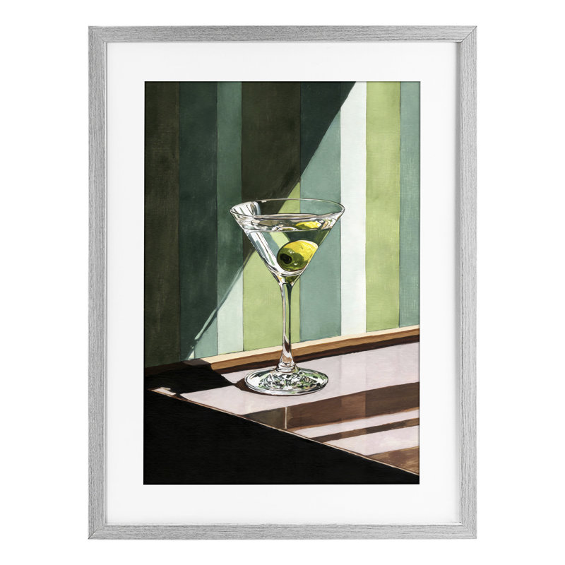 Olive Martini en rayon de soleil, reproduction encadrée sous verre, design par Petal Prints Design, 23 x 17
