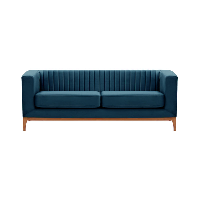 Buker Velvet Square Arms Sofa, Red, Aveo