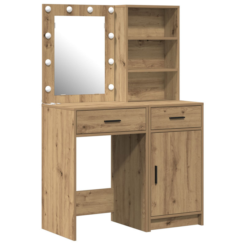 Dressing Table with Mirror, Artisan Oak
