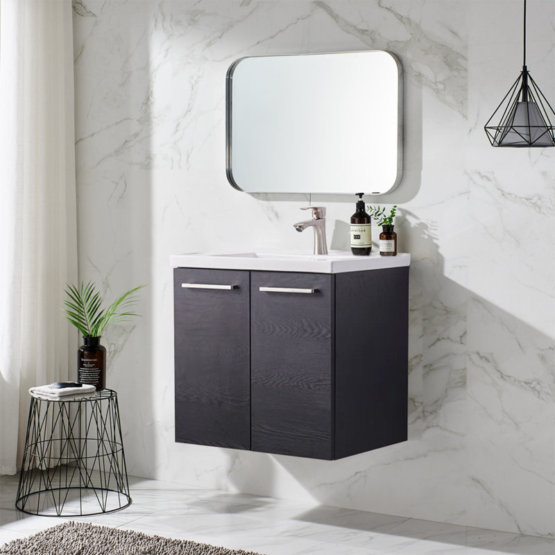 Ensemble de meuble-lavabo simple 24 po 2 portes, Noir