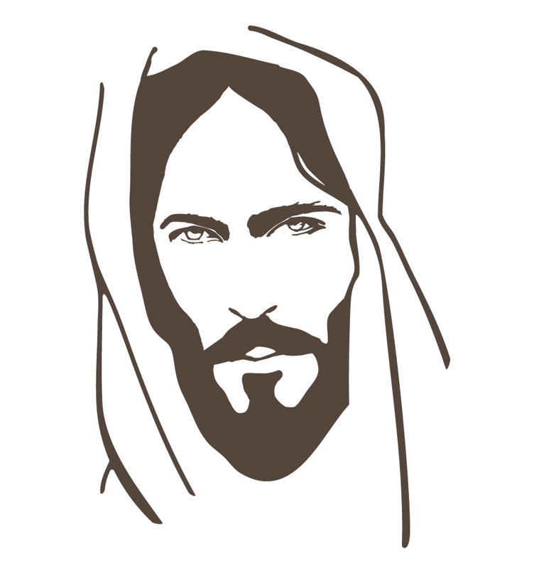 Décalcomanie murale face of jesus, Brun, H 36 po x l 25 po x P 0,01 po