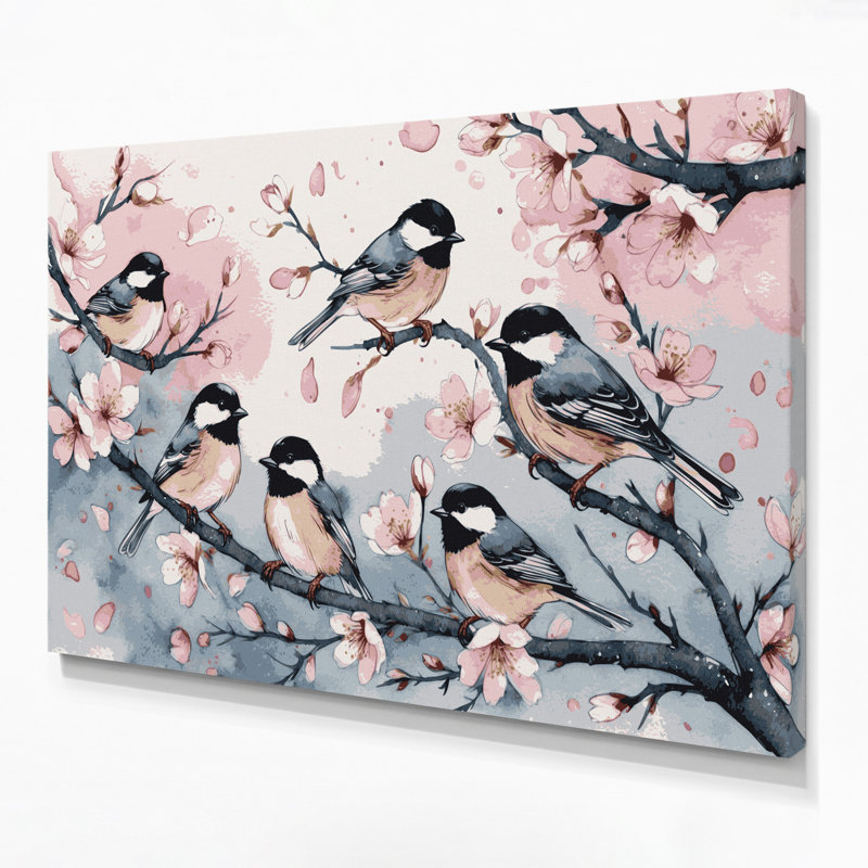 Oiseaux, art mural sur toile, mésange noire, H 24 po x l 36 po