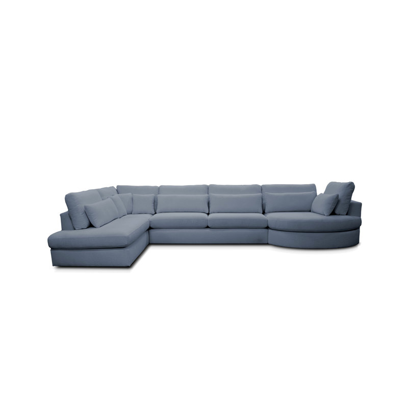 6 Seater Corner Sofa , Blue, Right Hand Facing