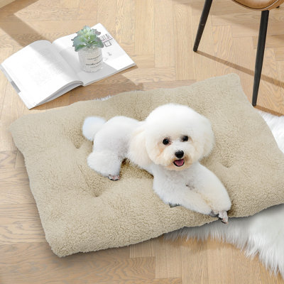 Plush Pet Dog Bed, Fluffy Dog Cage Bed Mattress Sleeping Mat with Non-Slip Bottom, Machine Washable