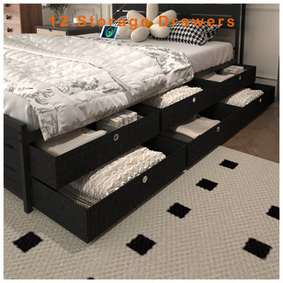 Grand lit plateforme en métal et bois aggloméré Ellington l 60,19 po x P 86,5 po x H 44,88 po Ellington