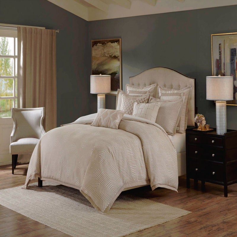 9-Piece King Abstract Comforter Set, Tan+Ivory
