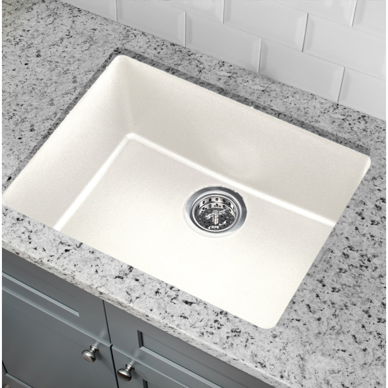 21.65'' L Single Bowl Quartz Kitchen Sink, Alpine White