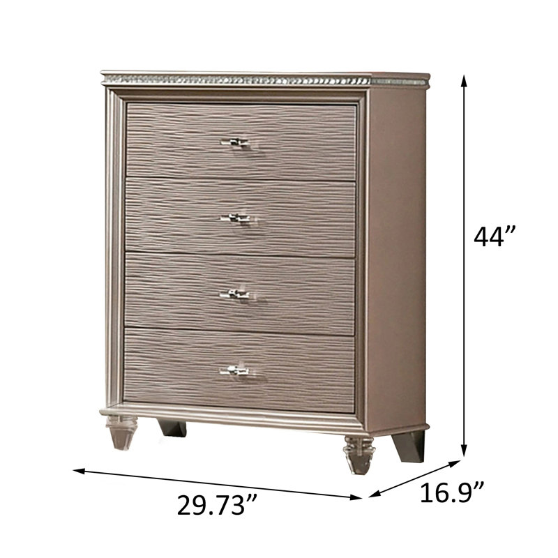 29.73'' W 4 - Drawer Chest, Rose Gold