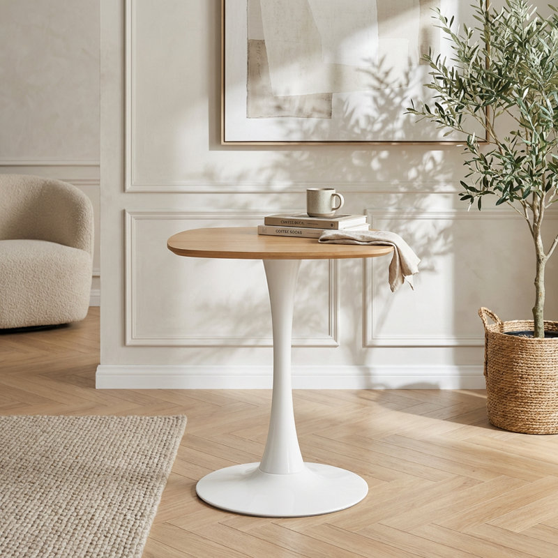 Table d'appoint ronde contemporaine avec finition et base piédestal