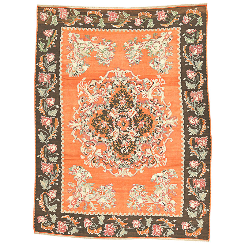 Hand Knotted Wool Area Rug in Multi