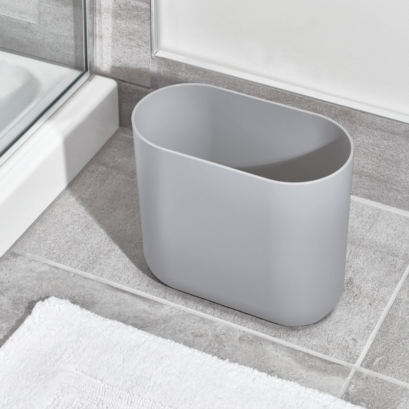 Ensemble de 2 petites poubelles de salle de bain ovales en plastique iDesign, Gris