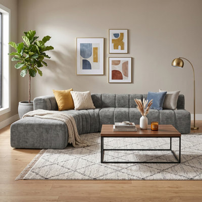 Ensemble de salon modulaire semi-courbé 116 po avec repose-pieds réversible 116 po, 116 pièces