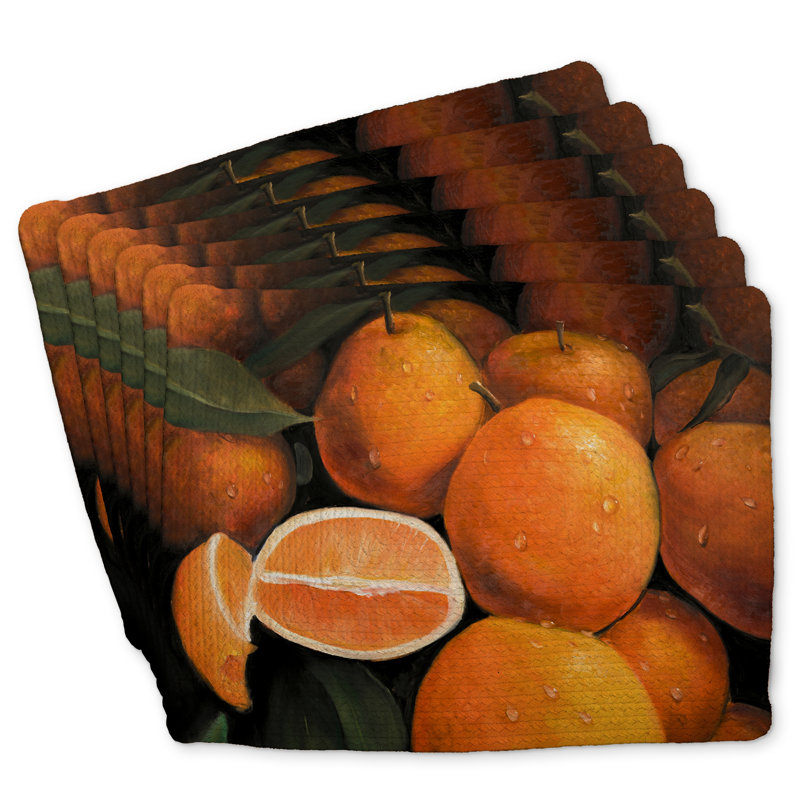 Fresh Oranges Braided Polyester Andaluss - Set of 6 | Home Decor
