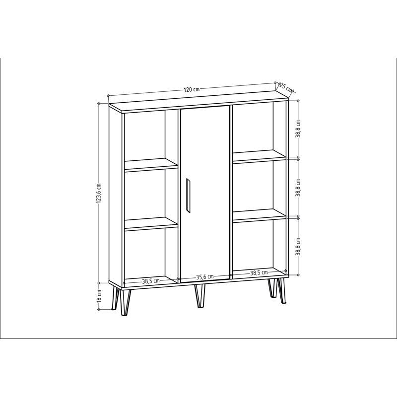 124.5cm H x 119.4cm W Reynaud Bookcase, White/Anthracite