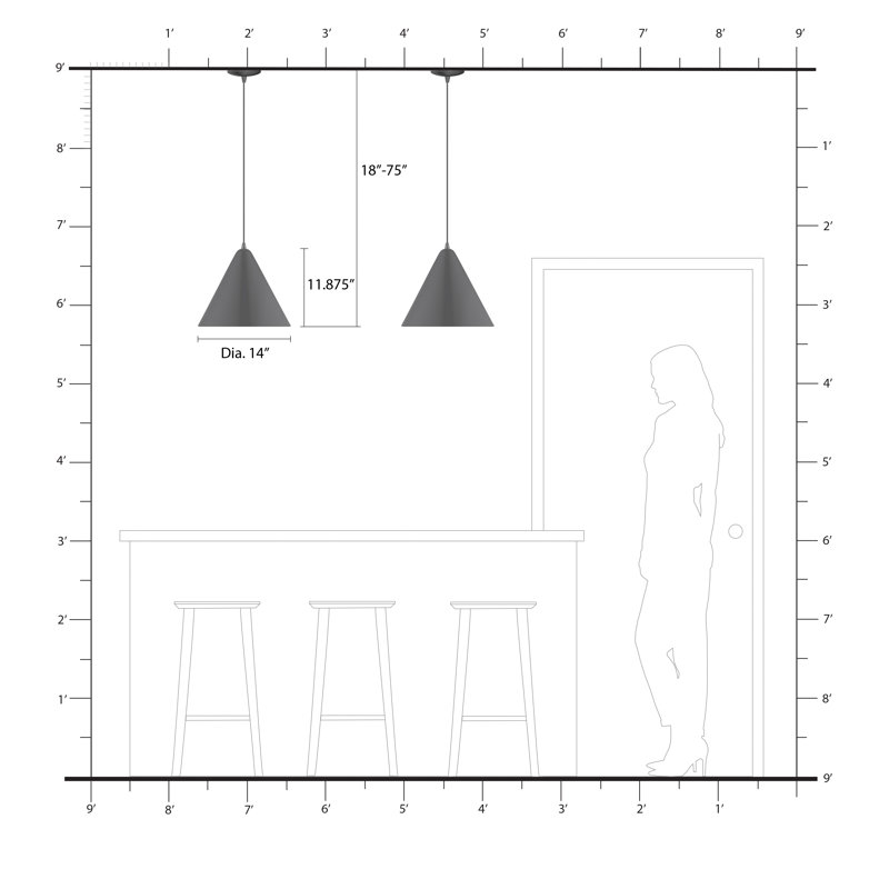 Luminaire suspendu conique 1 lumière