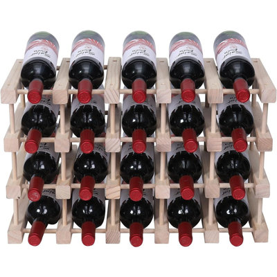 Stackable Wooden Wine Rack Cabinet, Freestanding Countertop and Floor Wine Bottle Storage Organizer, Rustic Wine Holder for Kitchen, Dining Room and Home Bar