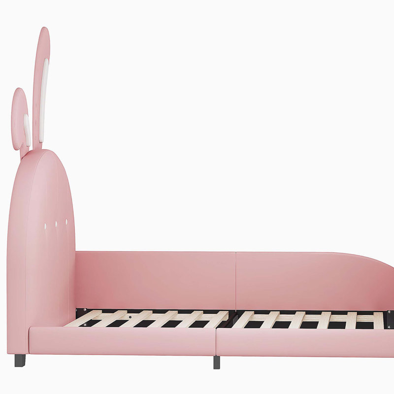 Lit simple princesse en forme de lapin rembourré, Pink, Lit simple