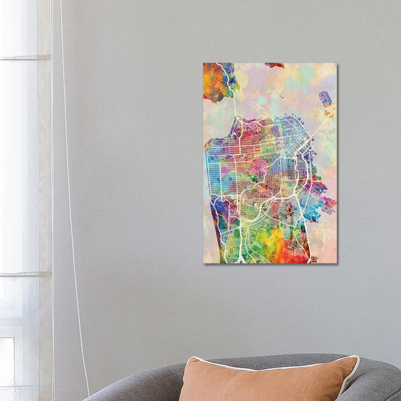 San Francisco City Street Map I by Michael Tompsett - Wrapped Canvas Gallery-Wrapped Canvas Giclée