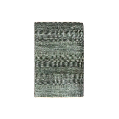 Vert algue 2 pi x 3 pi, motif d'herbe moderne, luxuriant et moelleux, noué à la main, laine avec touche de soie, ton sur ton, échantillon, tapis, tapis oriental