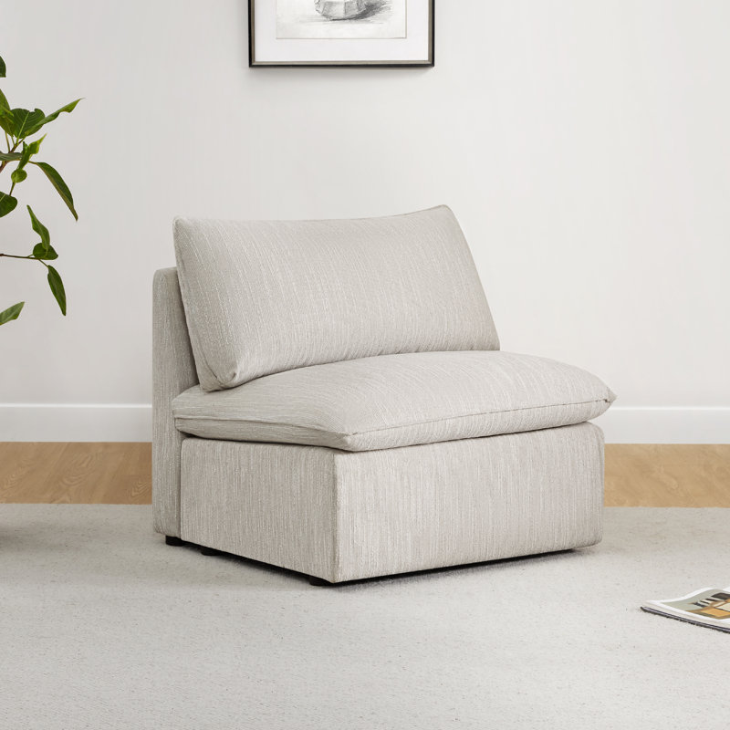 Greylan Armless Upholstered Chair, Light Gray Polyester
