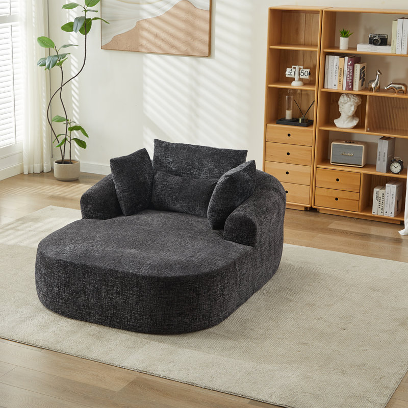 Upholstered Chaise Lounge, Black