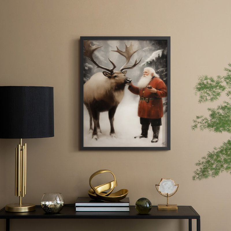«Christmas Holiday Art», série 2-CLxxIV, reproduction encadrée - bois massif, H 21 po x l 17 po, Noir, noir, noir, noir