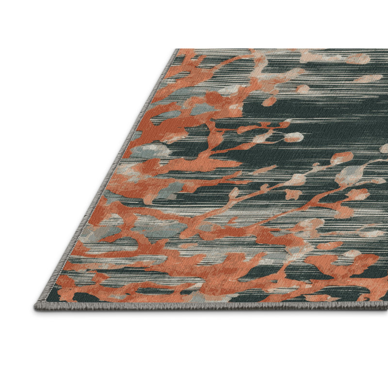 Tapis gris aquarelle lavable à la machine, Carré 5 pi